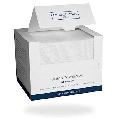 Clean Skin Clean Towels XL, Biobased Face Towel, Disposable Face Towelette, Facial Washcloth, Makeup Remover Dry Wipes, Ultra Soft, 50 CT, 1 Pack